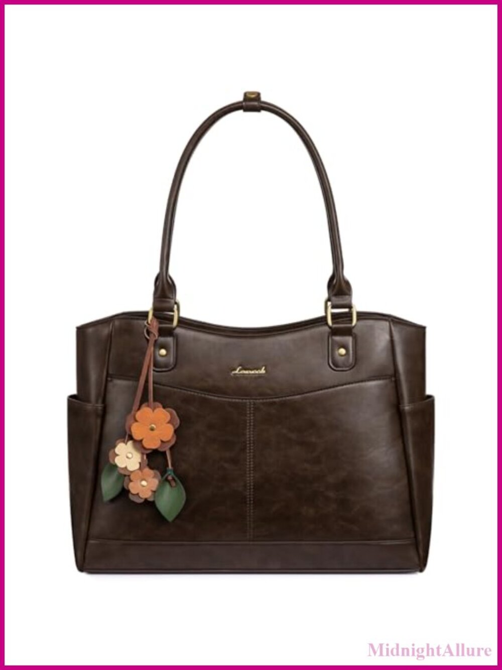 LOVEVOOK Faux Leather Laptop Tote Bag for Women Work Teacher Bag